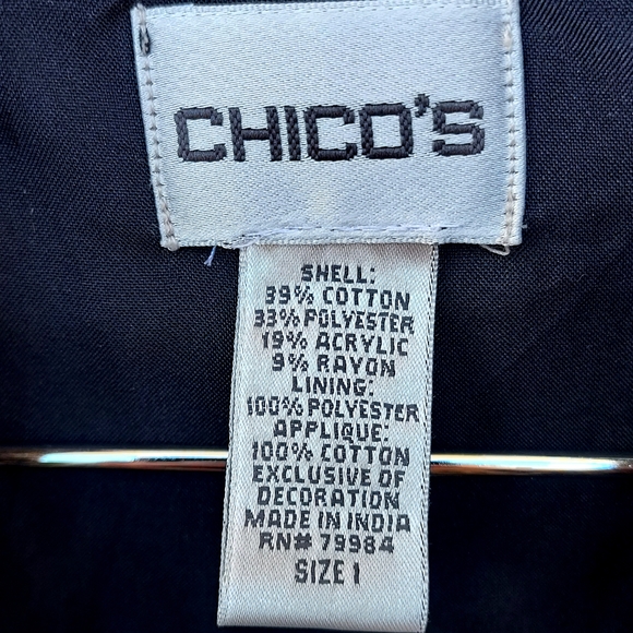 Chico's Multicolor Patchwork Tapestry Crochet Blazer - Picture 7 of 10